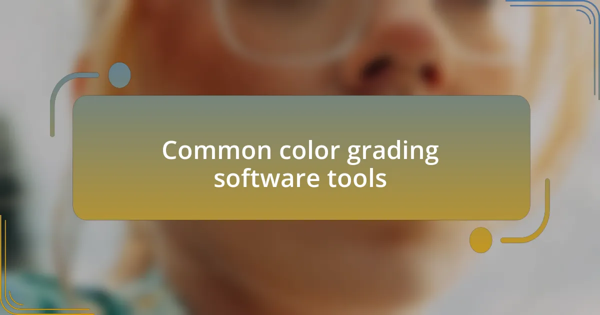 Common color grading software tools