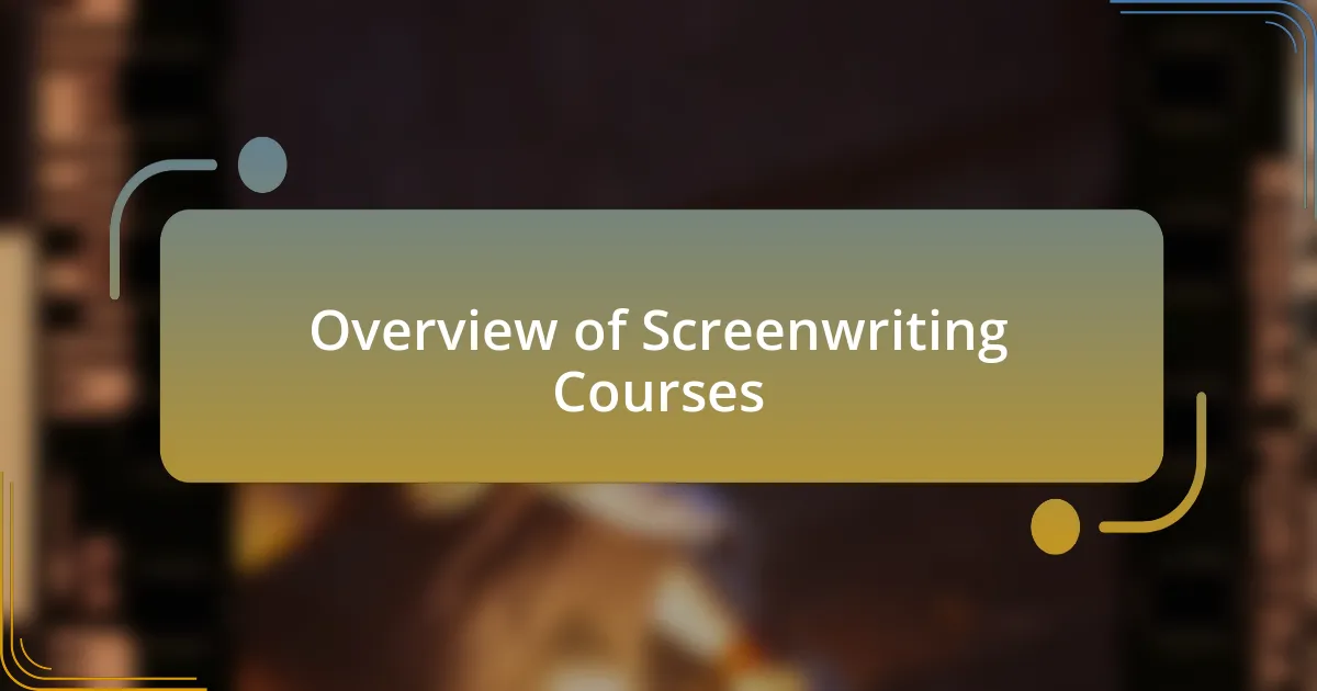 Overview of Screenwriting Courses