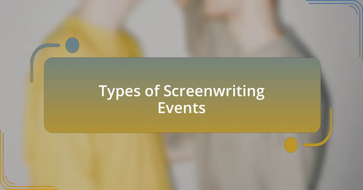 Types of Screenwriting Events